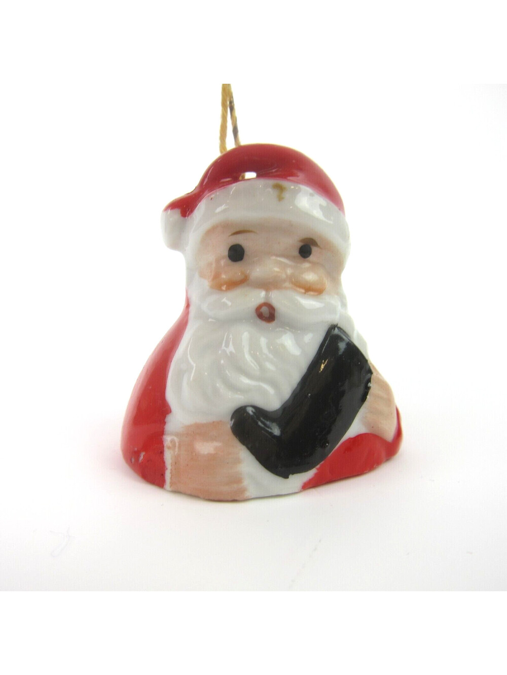 Vintage Santa Claus Bell Ornament Boot Porcelain Ardalt Hand Painted Japan 1950s